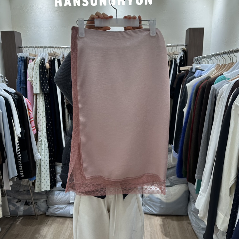 HANSUNGHYUN韓國代購女裝新品推薦休閑人氣熱賣長裙蕾絲緞面HANSUNGHYUN長裙圖色2