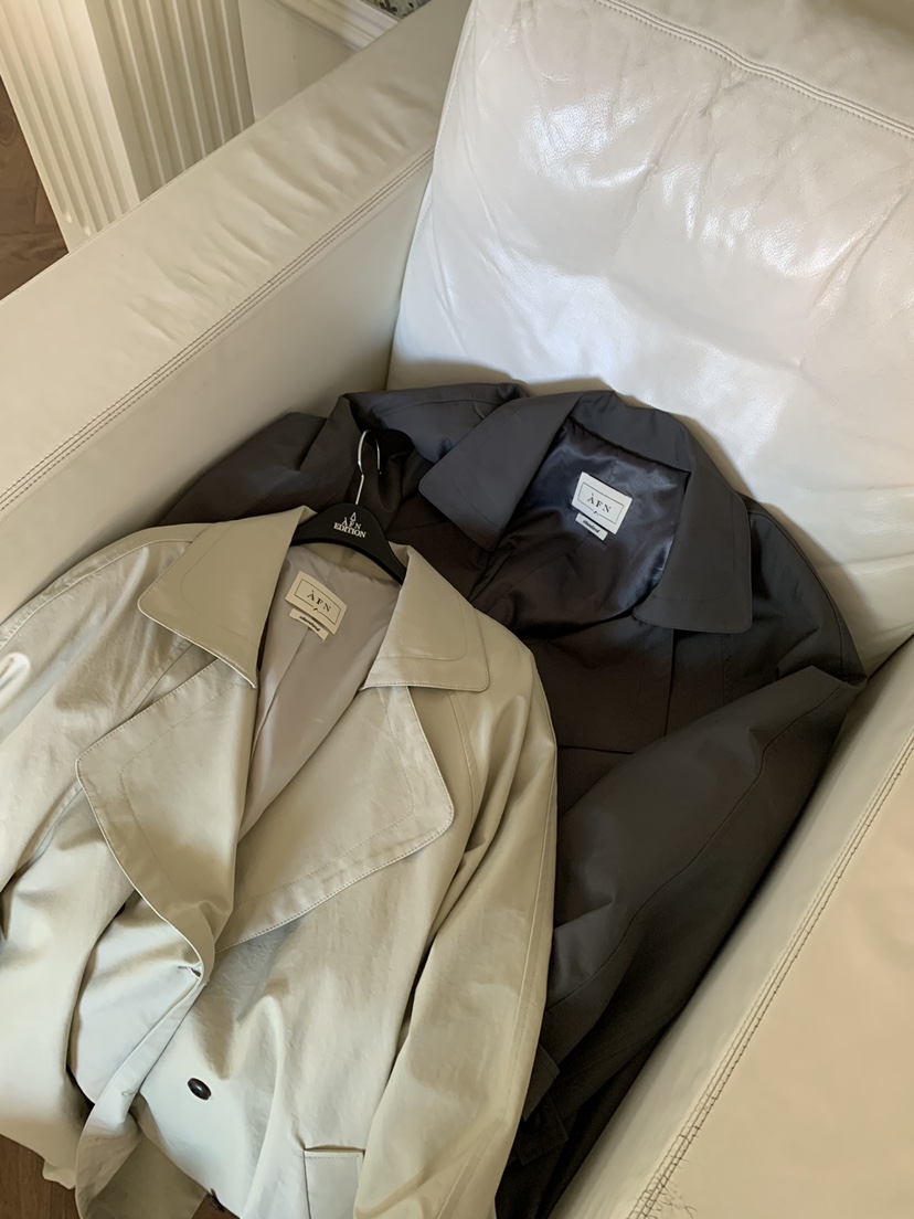 A Flan東大門實拍女裝新品熱賣職業時尚長款風衣含腰帶雙層AFN/FLAN EDITION長款風衣