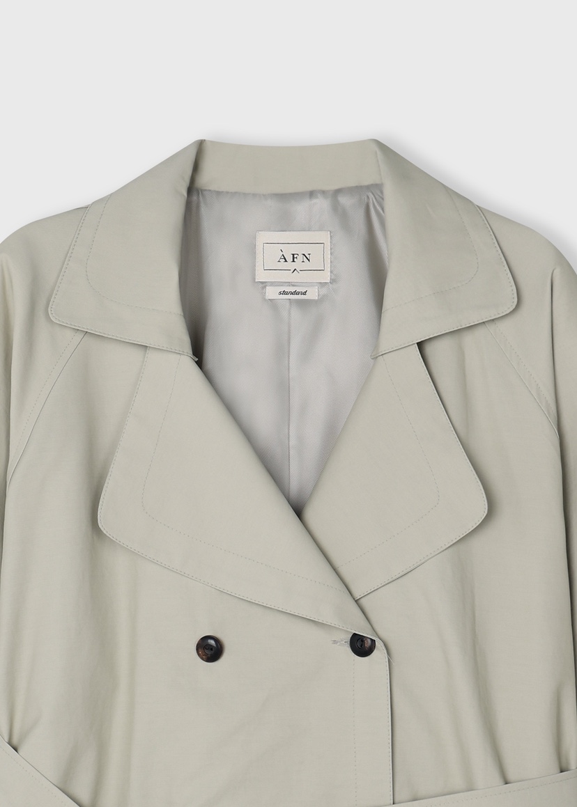 A Flan東大門實拍女裝新品熱賣職業時尚長款風衣含腰帶雙層AFN/FLAN EDITION長款風衣