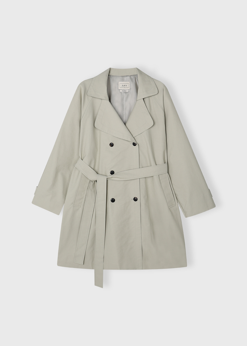 A Flan東大門實拍女裝新品熱賣職業時尚長款風衣含腰帶雙層AFN/FLAN EDITION長款風衣圖色1