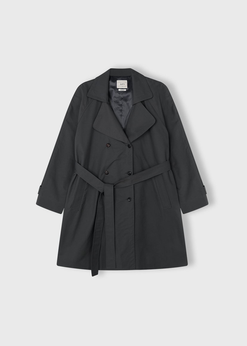 A Flan東大門實拍女裝新品熱賣職業時尚長款風衣含腰帶雙層AFN/FLAN EDITION長款風衣圖色2