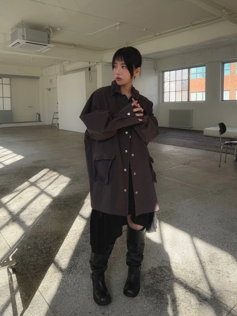 AWESOMESAUCE韓國直郵女裝新品真品時尚推薦職業長款風衣AWESOME SAUCE長款風衣