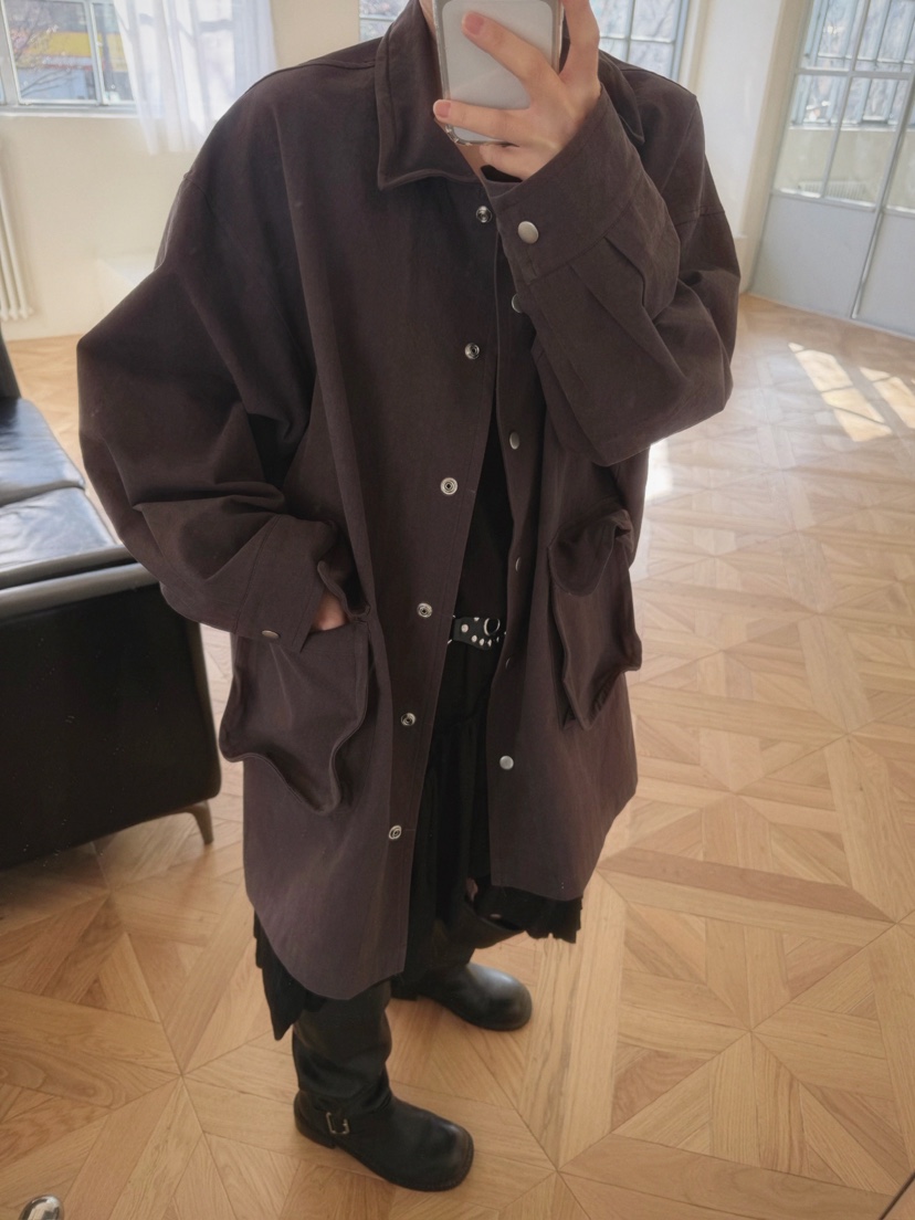 AWESOMESAUCE韓國直郵女裝新品真品時尚推薦職業長款風衣AWESOME SAUCE長款風衣