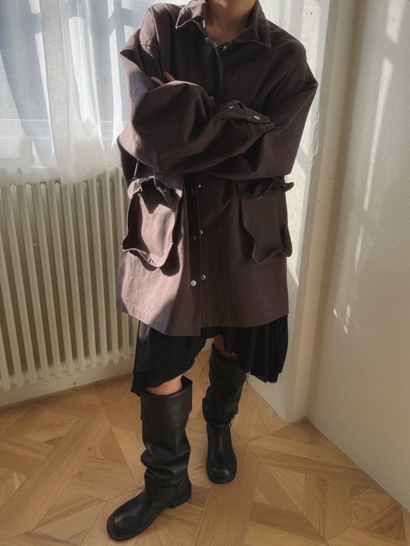 AWESOMESAUCE韓國直郵女裝新品真品時尚推薦職業長款風衣AWESOME SAUCE長款風衣