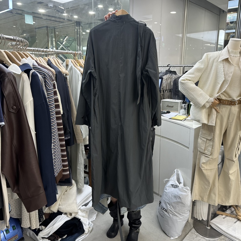 FOUNDATION韓國代購女士新品真品26春夏推薦休閑長款風衣FOUNDATION長款風衣