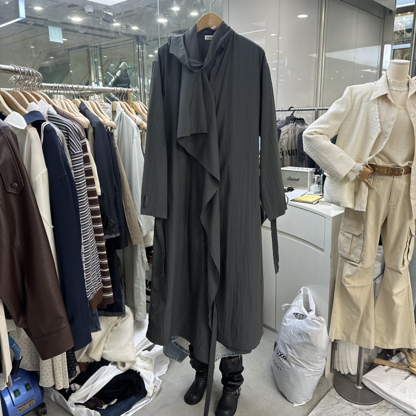 FOUNDATION韓國代購女士新品真品26春夏推薦休閑長款風衣FOUNDATION長款風衣圖色2