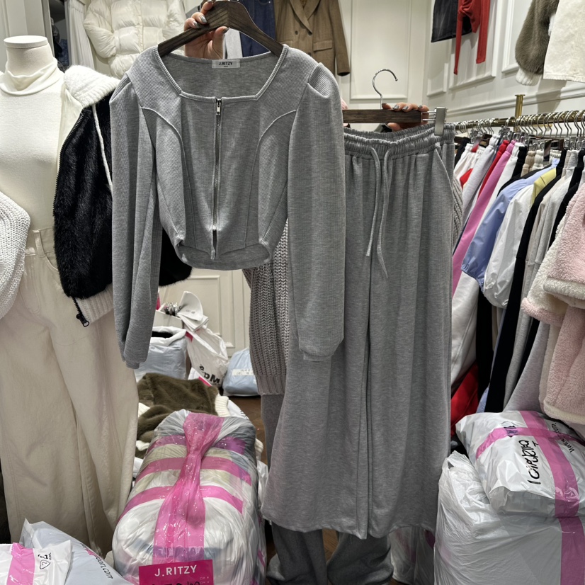 J.RITZY東大門代購女士新款26春夏真品套裝拉鏈套裝褶裥J.RITZY套裝圖色3