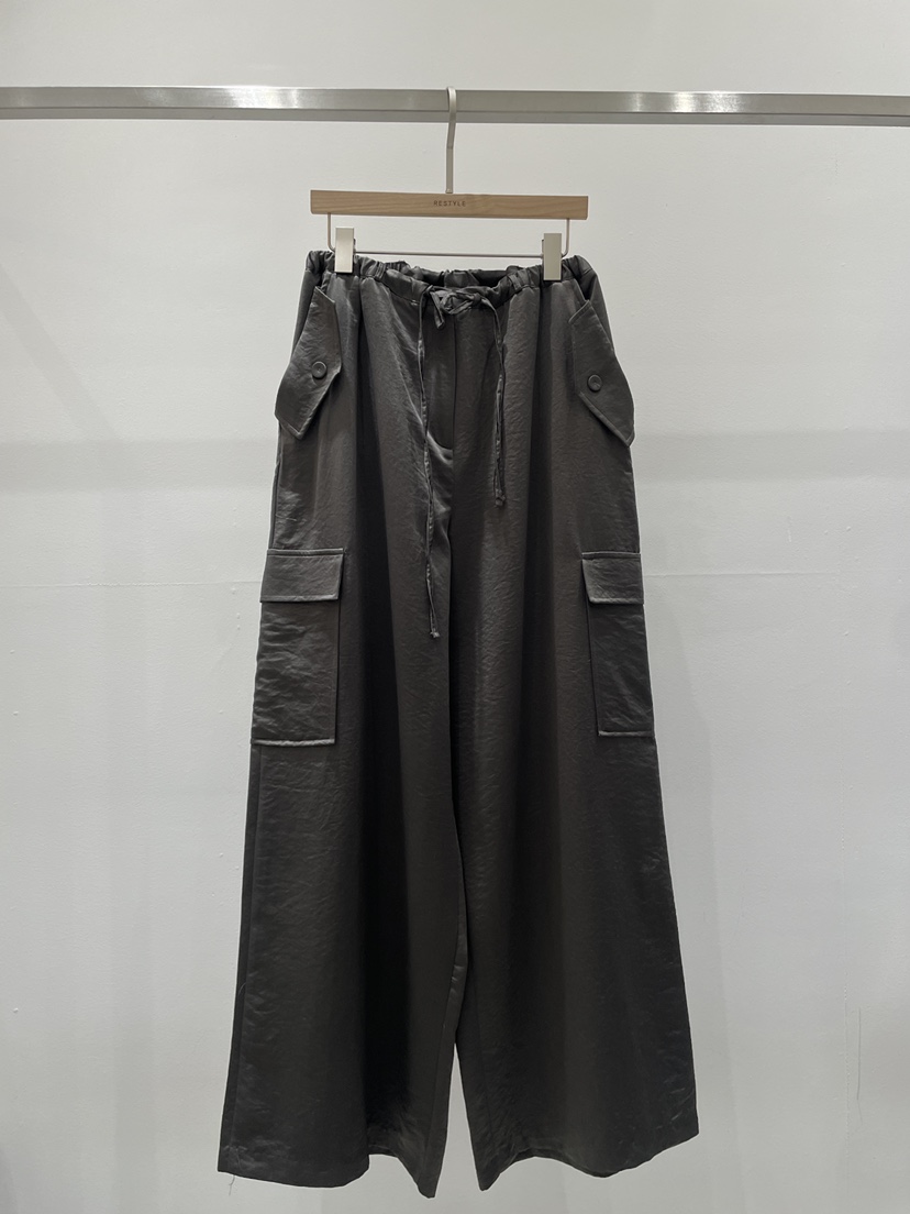 RE STYLE-Q東大門代購女士新品人氣推薦休閑褲工裝褲緞面RE STYLE休閑褲圖色2