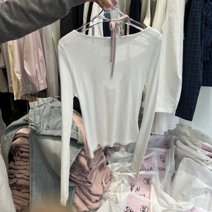 RIVEROOM韓國代購女士新款推薦真品職業休閑長袖T恤假兩件RIVEROOM長袖T恤