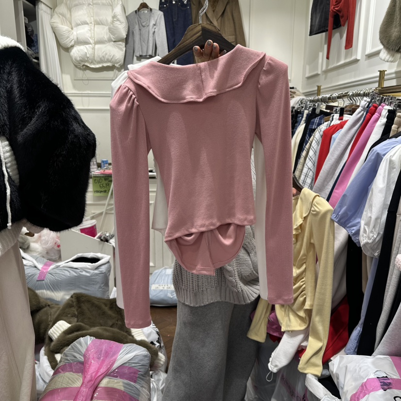 J.RITZY東大門代購女裝新品職業26春夏休閑人氣長袖T恤褶皺J.RITZY長袖T恤