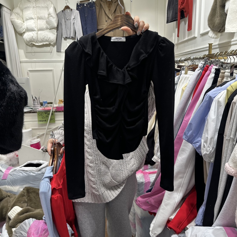 J.RITZY東大門代購女裝新品職業26春夏休閑人氣長袖T恤褶皺J.RITZY長袖T恤圖色6