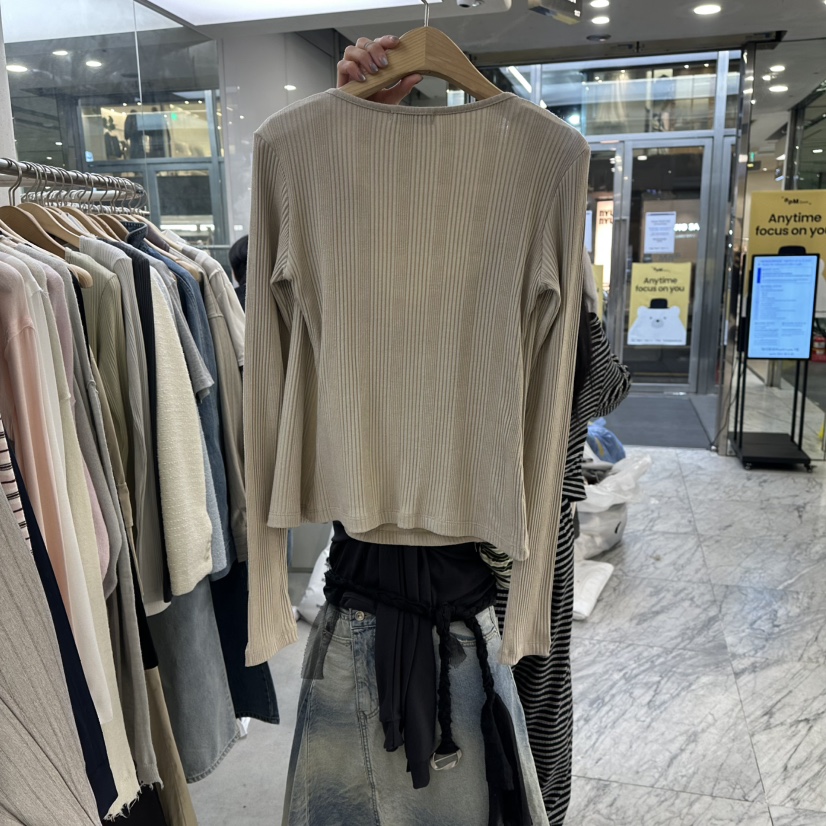 FOUNDATION東大門直郵女士新款休閑針織衫假兩件蕾絲開衫FOUNDATION針織衫