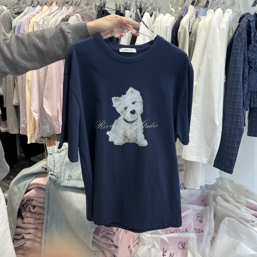 RIVEROOM韓國直郵女裝新款休閑26春夏熱賣時尚推薦真品T恤RIVEROOMT恤圖色1