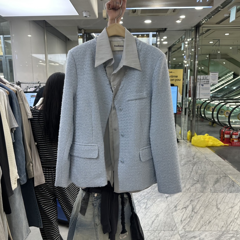 FOUNDATION東大門代購女裝新品熱賣休閑職業真品夾克粗花呢FOUNDATION夾克圖色1