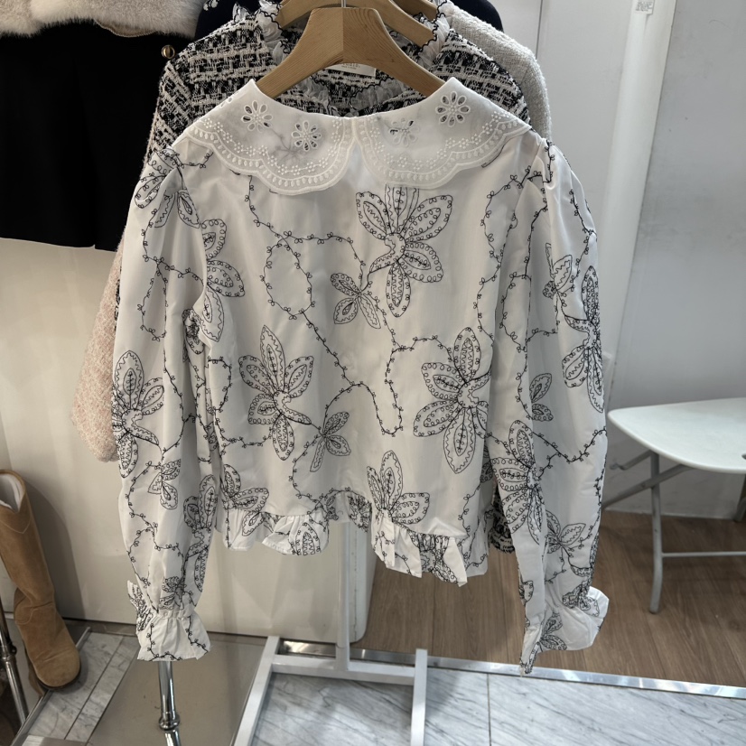 ABLESTUDIO韓國直郵女士新款休閑熱賣推薦襯衫蕾絲衫刺繡ABLESTUDIO襯衫/蕾絲衫