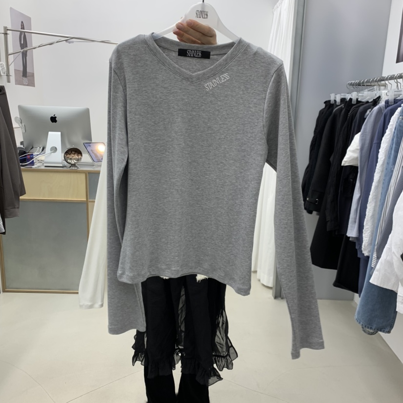 STAINLESS東大門直郵女裝新款推薦真品休閑人氣26春夏長袖T恤STAINLESS長袖T恤圖色2