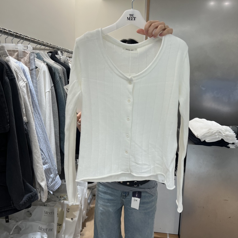 MEET ME韓國代購女士新品26春夏熱賣休閑長袖T恤不含內搭MEET ME長袖T恤圖色1