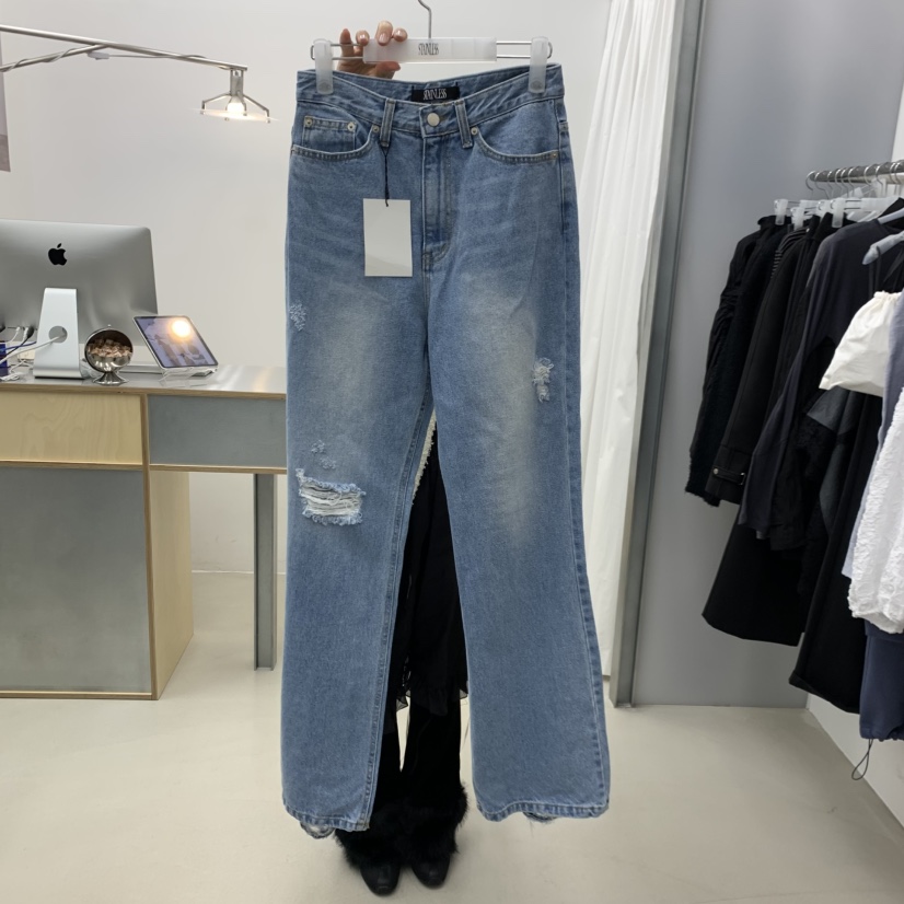 STAINLESS東大門直郵女裝新款職業熱賣人氣26春夏牛仔褲復古STAINLESS牛仔褲圖色1