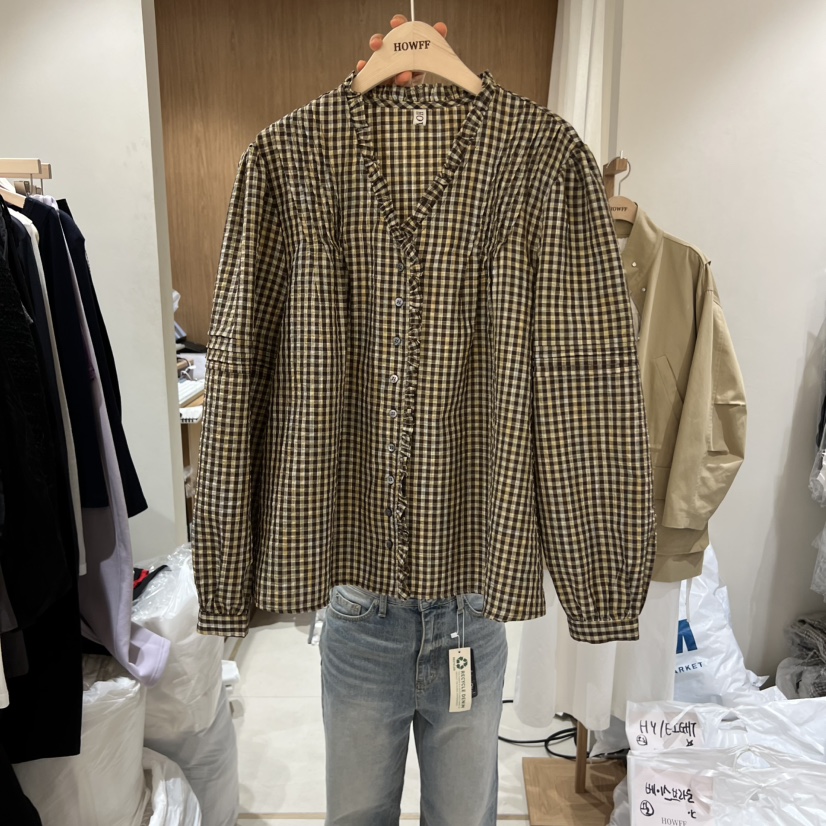 HOWFF東大門代購女裝新款熱賣職業休閑推薦襯衫蕾絲衫荷葉邊HOWFF襯衫/蕾絲衫圖色1