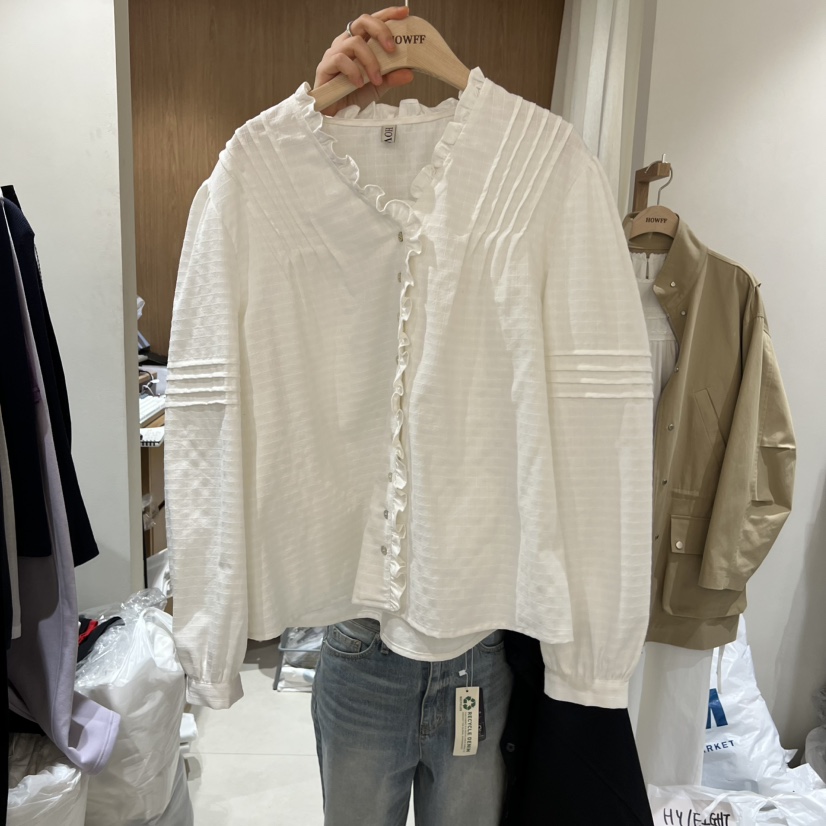 HOWFF東大門代購女裝新款熱賣職業休閑推薦襯衫蕾絲衫荷葉邊HOWFF襯衫/蕾絲衫圖色2