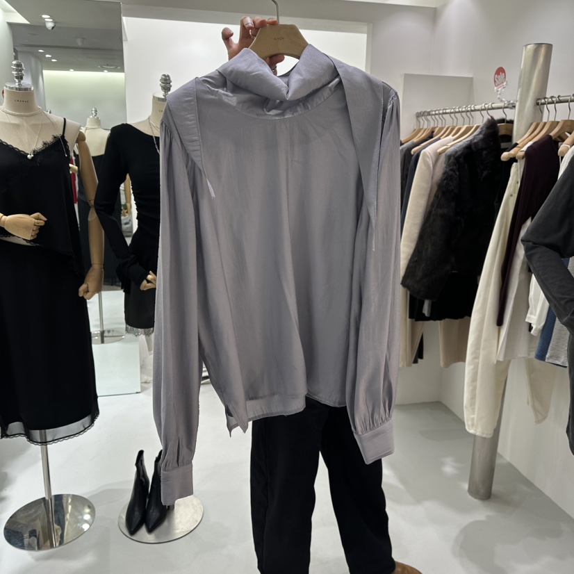 AHOY韓國直郵女裝新款職業人氣熱賣時尚真品襯衫蕾絲衫圍巾AHOY襯衫/蕾絲衫圖色2