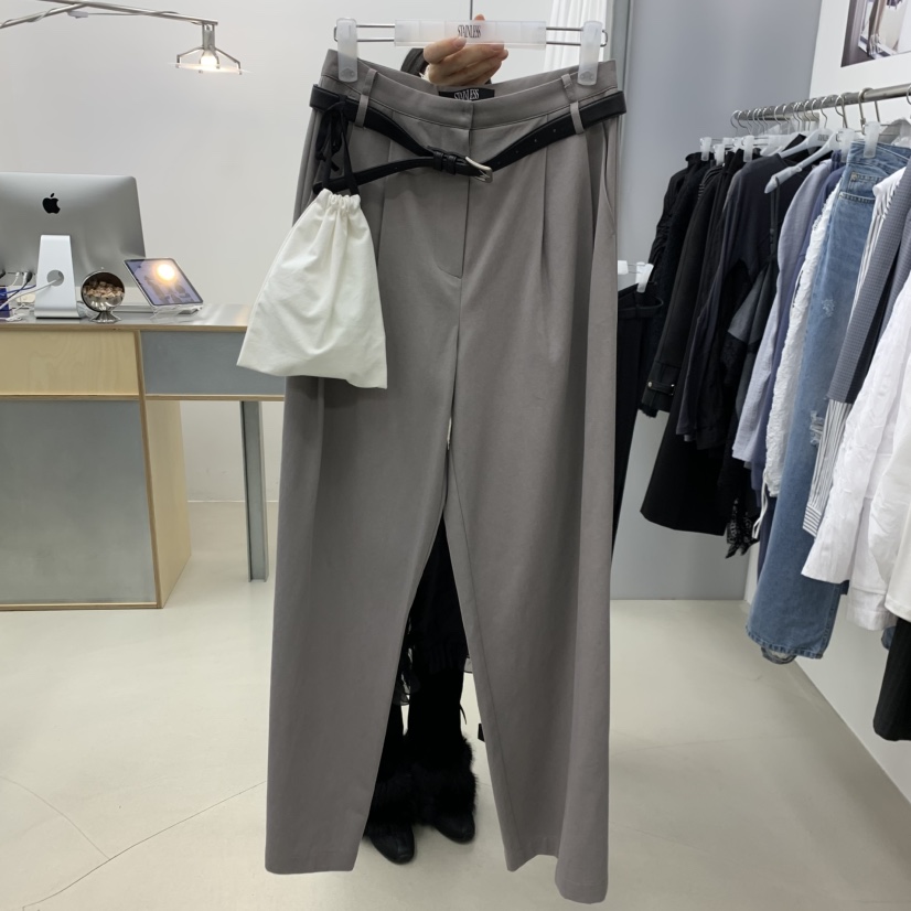 STAINLESS韓國直郵女裝新品人氣時尚職業休閑真品休閑褲腰帶STAINLESS休閑褲圖色1