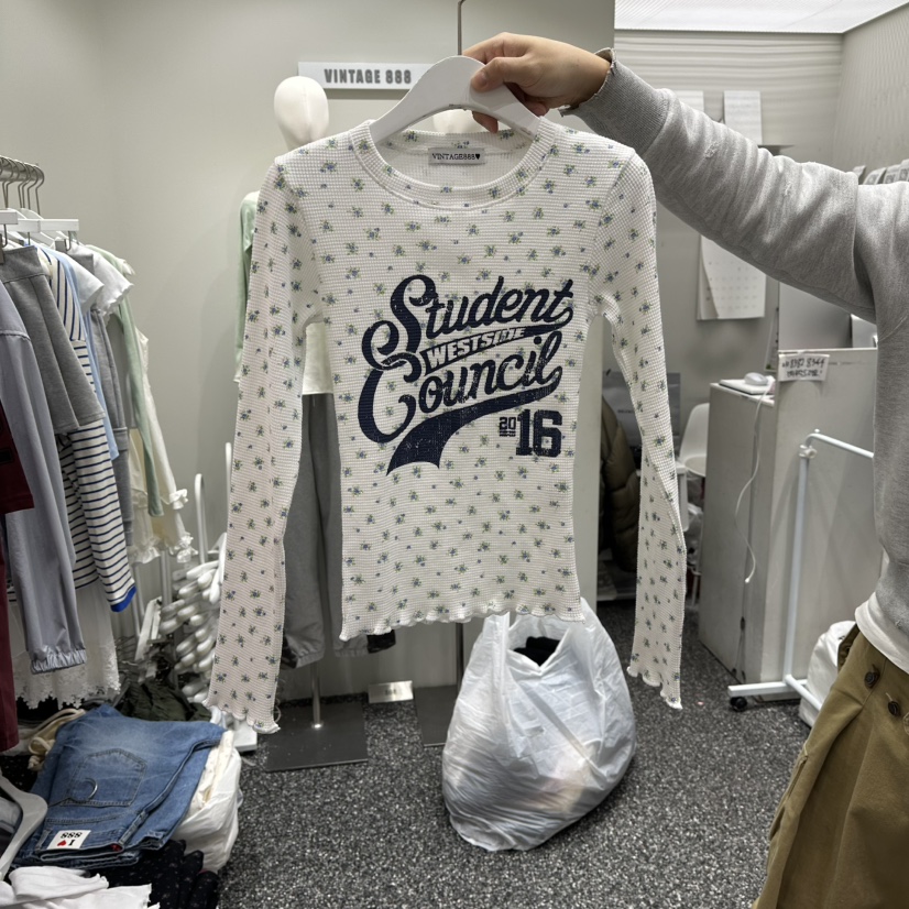 VINTAGE 888東大門代購女裝新款熱賣職業推薦26春夏長袖T恤VINTAGE888/TRIPLE EIGHT長袖T恤圖色1