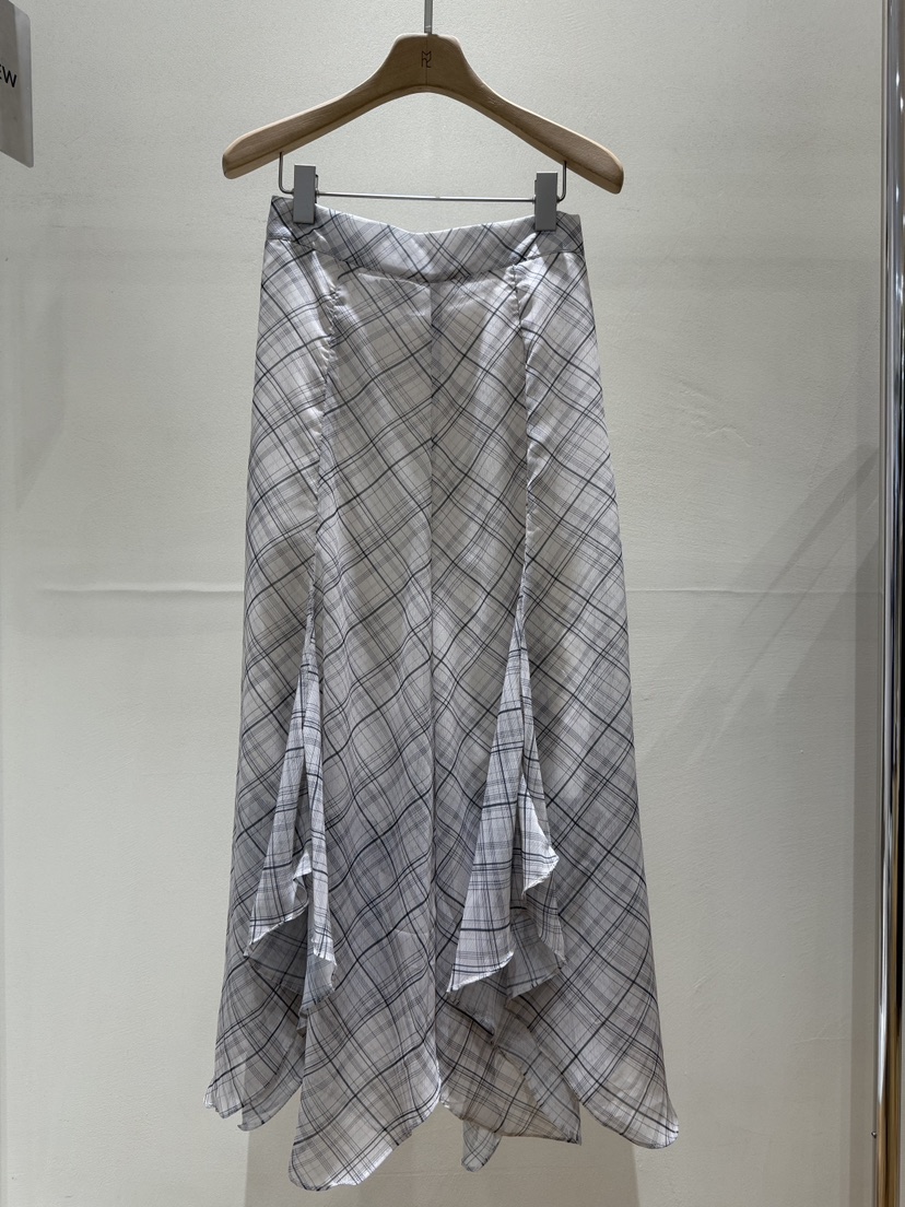 MUSHROOM-A東大門直郵女士新款人氣26春夏休閑長裙格子雪紡MUSHROOM長裙