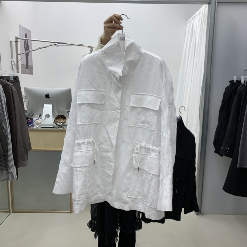 STAINLESS東大門實拍女裝新品熱賣推薦職業真品夾克高領褶裥STAINLESS夾克圖色1