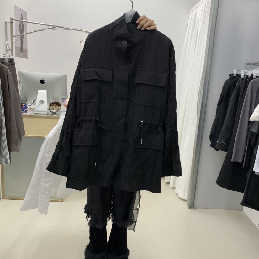 STAINLESS東大門實拍女裝新品熱賣推薦職業真品夾克高領褶裥STAINLESS夾克圖色2