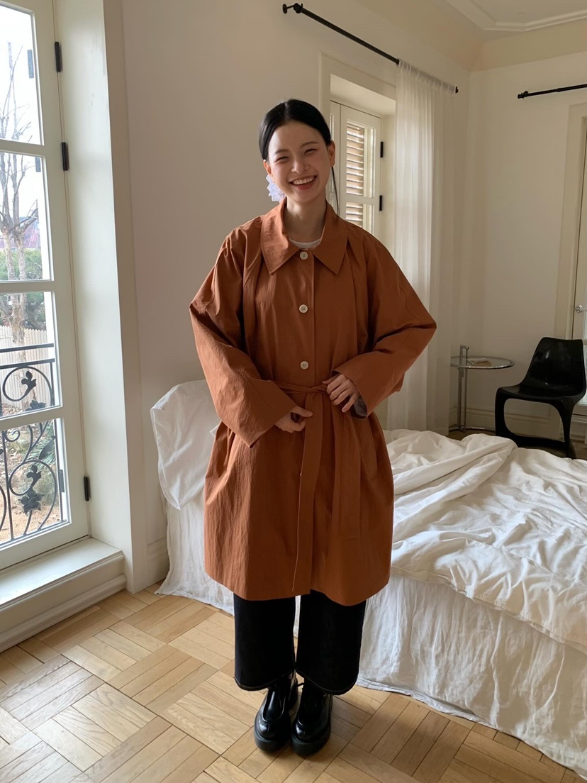 LOVE MY SANTA東大門代購女裝新品時尚職業長款風衣含腰帶Santa/LOVE MY SANTA長款風衣