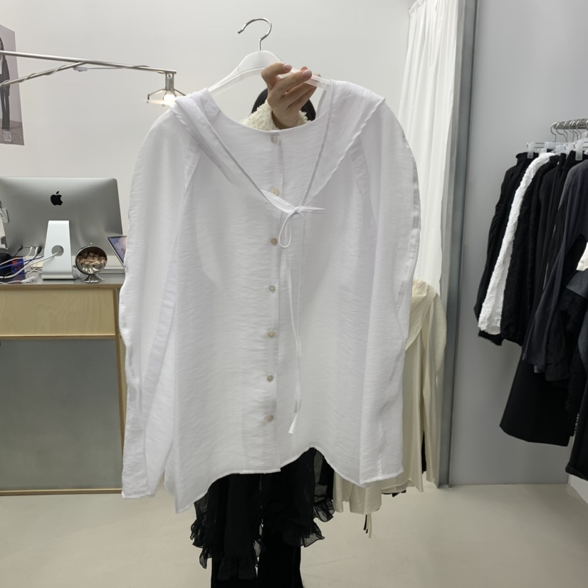 STAINLESS東大門代購女士新款推薦26春夏襯衫蕾絲衫透視圍巾STAINLESS襯衫/蕾絲衫