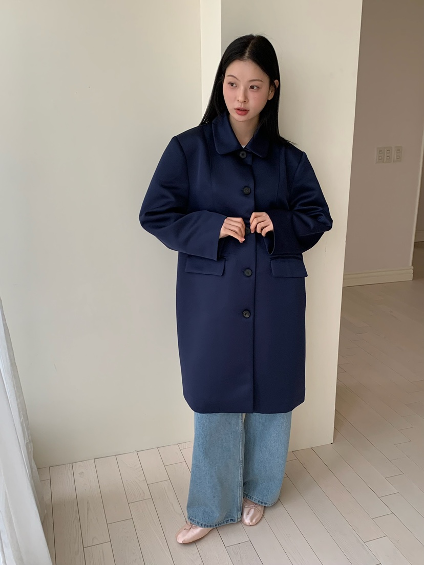 LOVE MY SANTA韓國代購女裝新品熱賣休閑職業中長款大衣Santa/LOVE MY SANTA中長款大衣圖色1藏藍