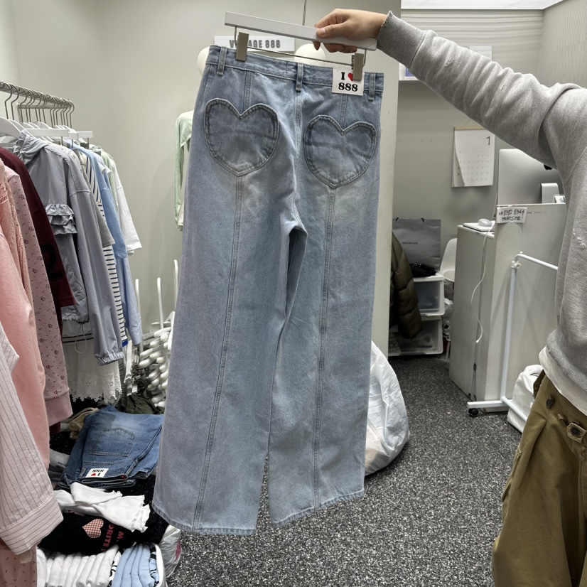 VINTAGE 888韓國代購女裝新款時尚人氣熱賣真品26春夏牛仔褲VINTAGE888/TRIPLE EIGHT牛仔褲