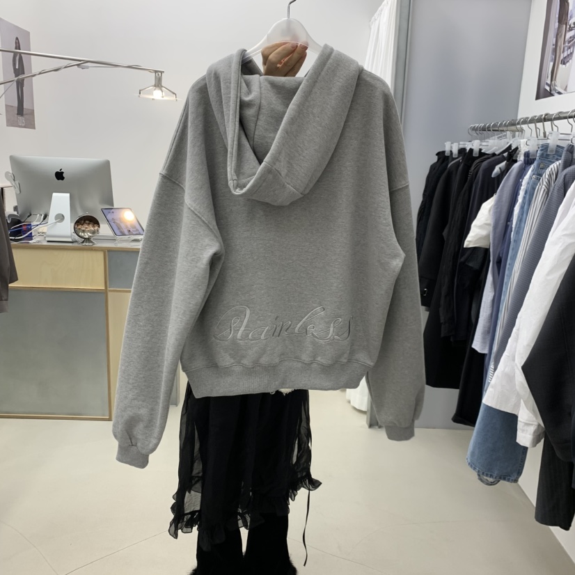 STAINLESS東大門實拍女士新品推薦26春夏休閑衛衣連帽拉鏈衫STAINLESS衛衣