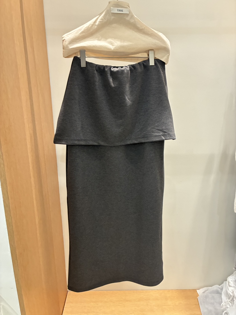 TORRE東大門實拍女士新品真品時尚人氣職業推薦熱賣長裙雙層TORRE長裙圖色1墨色