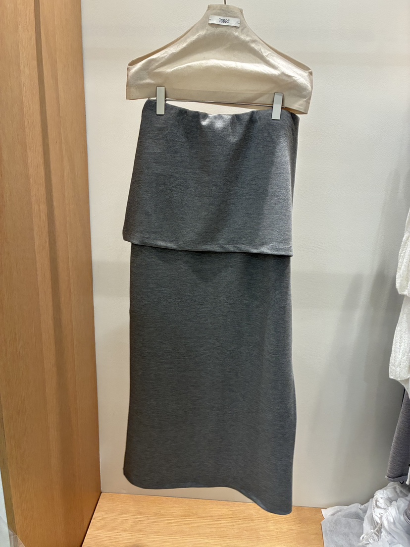TORRE東大門實拍女士新品真品時尚人氣職業推薦熱賣長裙雙層TORRE長裙圖色2灰色