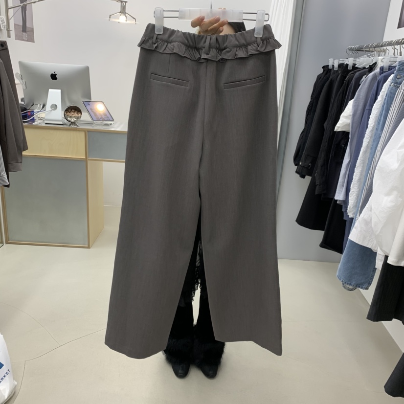 STAINLESS韓國直郵女士新款休閑熱賣人氣時尚休閑褲荷葉邊STAINLESS休閑褲