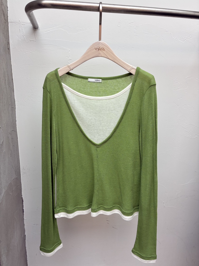 Verbena韓國直郵女士新品休閑職業真品人氣26春夏長袖T恤V領Verbena長袖T恤圖色3