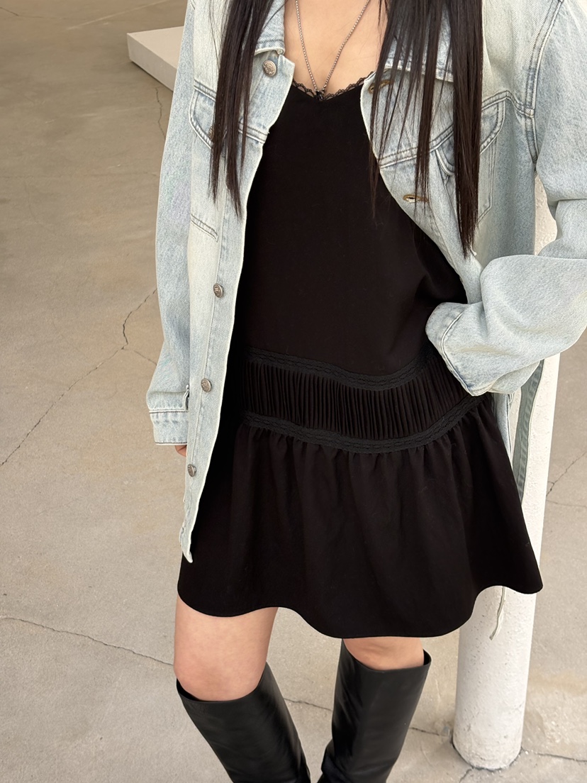 Verbena韓國代購女士新品時尚熱賣人氣真品推薦連衣裙褶裥Verbena連衣裙