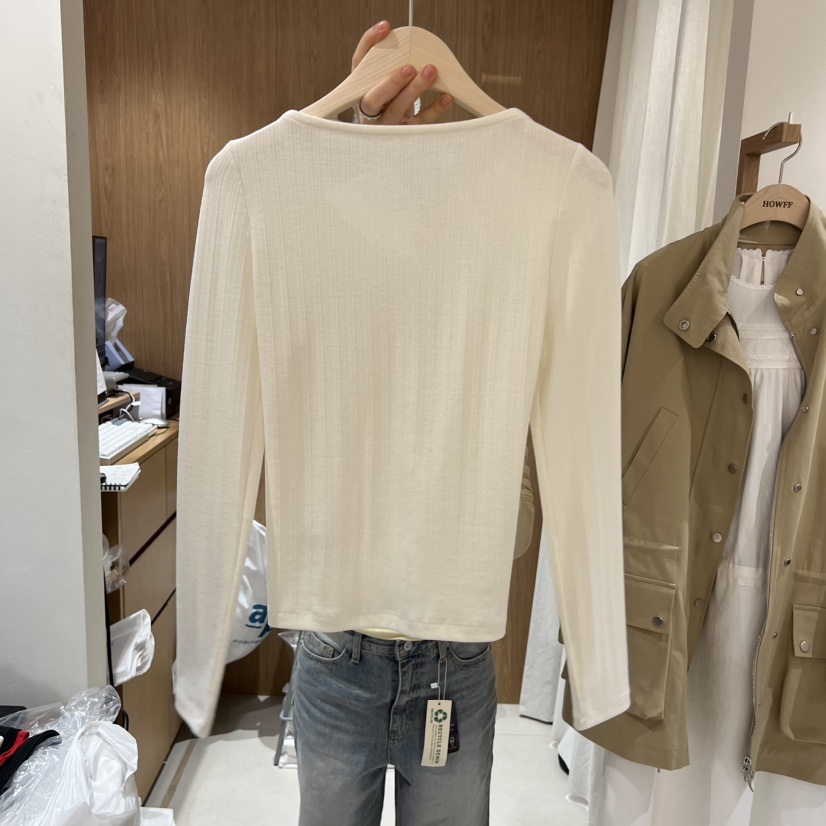 HOWFF韓國直郵女裝新品職業休閑26春夏時尚推薦長袖T恤蕾絲HOWFF長袖T恤