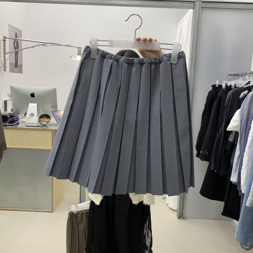 STAINLESS東大門實拍女士新品人氣26春夏短裙百褶格紋褶裙STAINLESS短裙