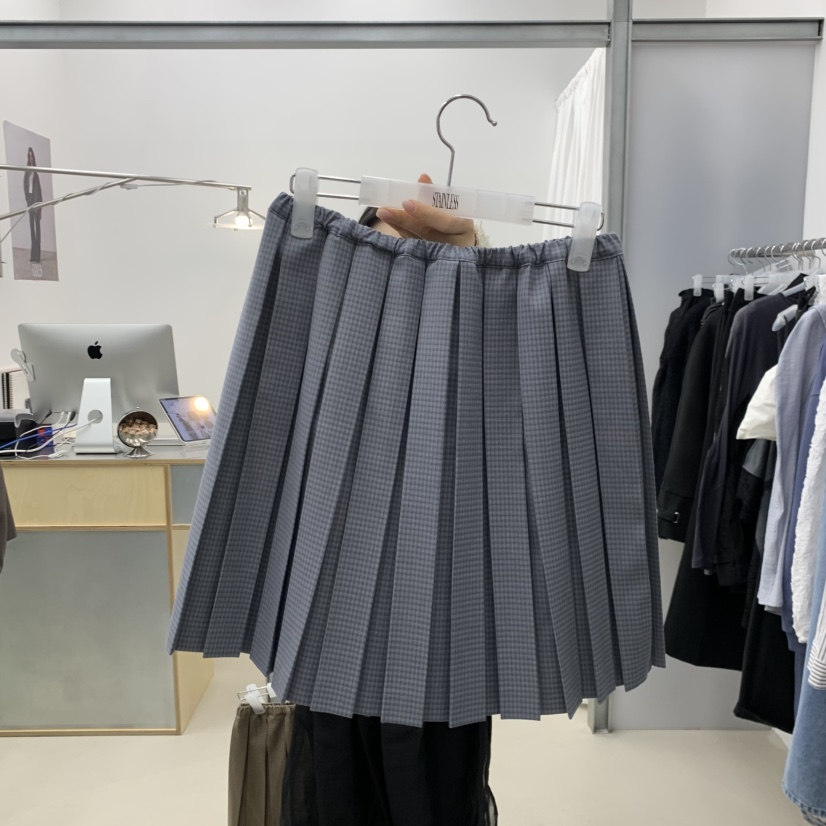 STAINLESS東大門實拍女士新品人氣26春夏短裙百褶格紋褶裙STAINLESS短裙圖色1