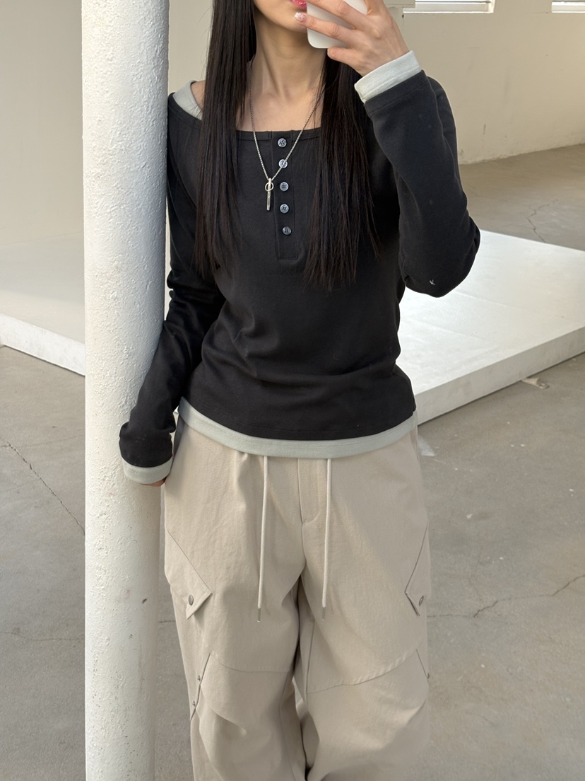 Verbena東大門實拍女裝新品熱賣職業26春夏推薦人氣長袖T恤Verbena長袖T恤