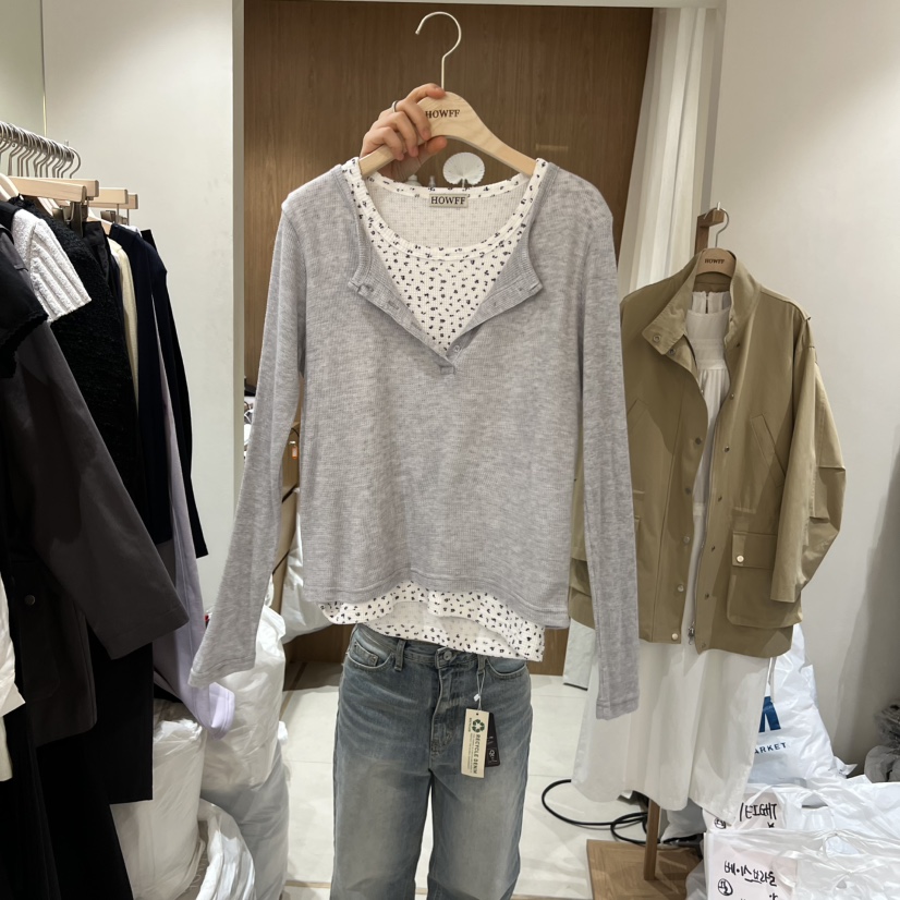 HOWFF韓國代購女裝新款真品休閑時尚人氣推薦26春夏長袖T恤HOWFF長袖T恤圖色2