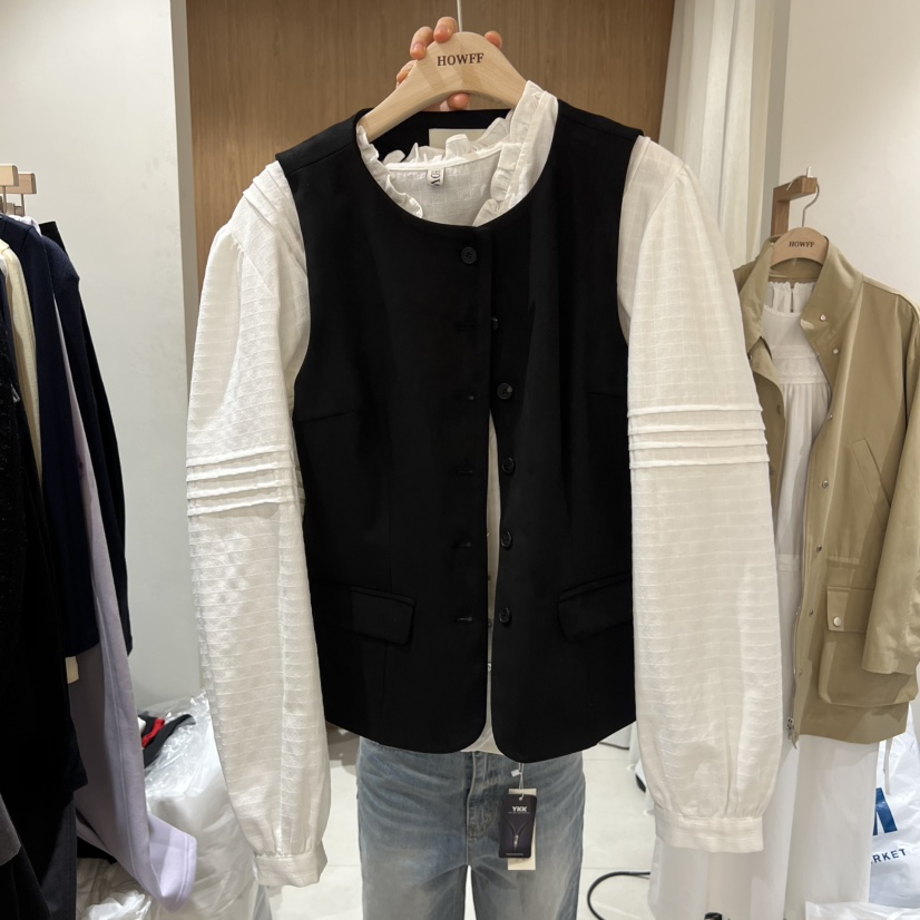 HOWFF韓國代購女士新品人氣時尚休閑職業熱賣馬甲不含內搭HOWFF馬甲圖色2