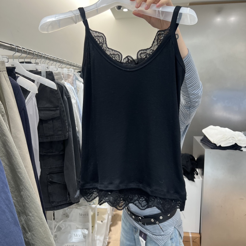 MEET ME東大門代購女士新款26春夏時尚休閑吊帶背心蕾絲MEET ME吊帶/背心圖色2