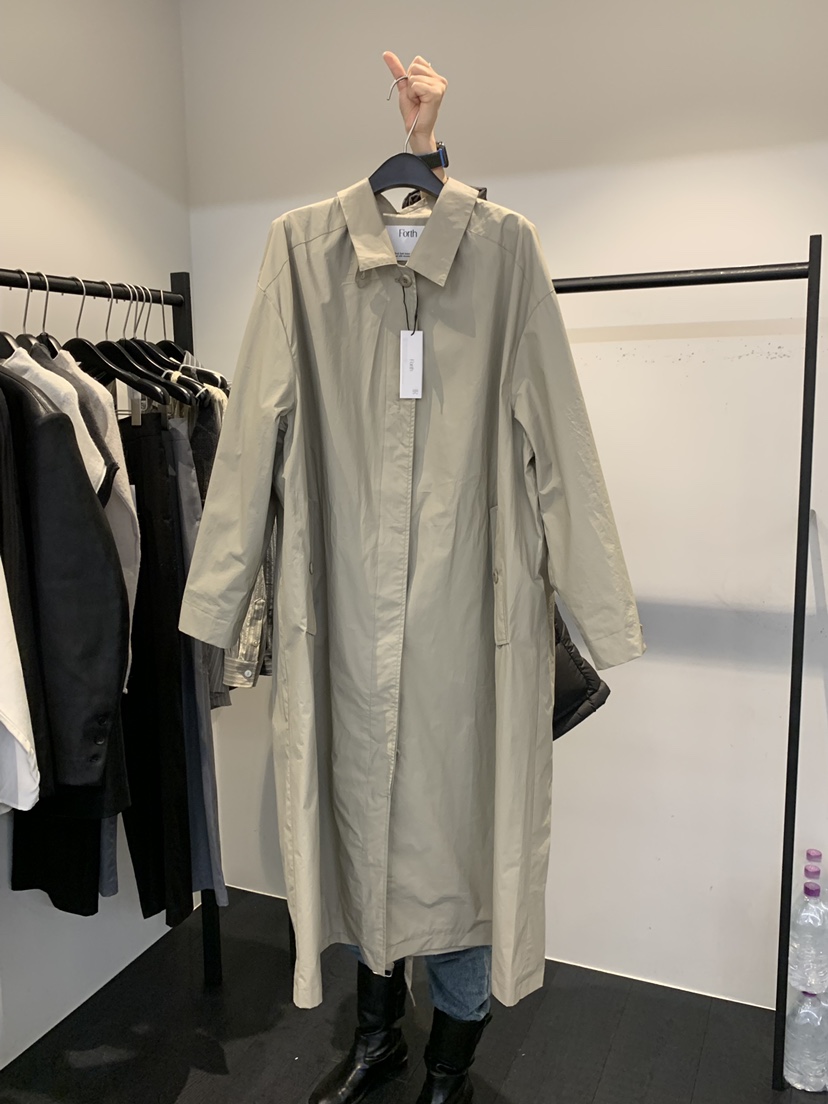 FORTH東大門代購女裝新款職業休閑真品長款風衣含腰帶涂層FORTH長款風衣