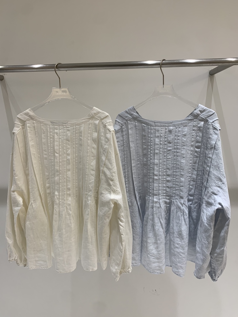 FABRIC東大門實拍女裝新品休閑推薦襯衫蕾絲衫亞麻布褶裥FABRIC襯衫/蕾絲衫
