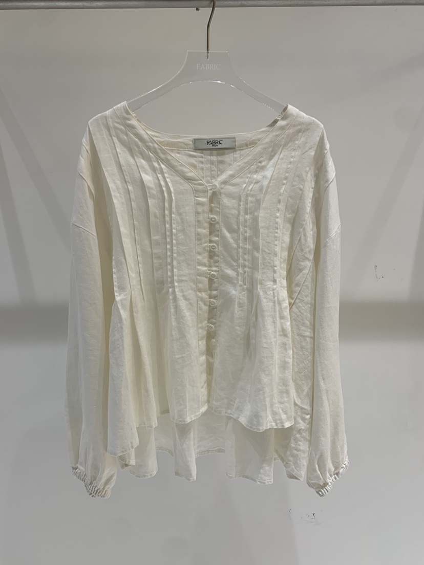 FABRIC東大門實拍女裝新品休閑推薦襯衫蕾絲衫亞麻布褶裥FABRIC襯衫/蕾絲衫圖色1